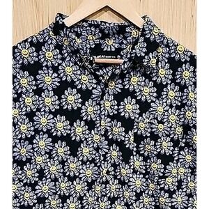 Molokai Surf‎ Co. Shirt Polo Mens XXL Dripping Smiley Face, Black Short Sleeve